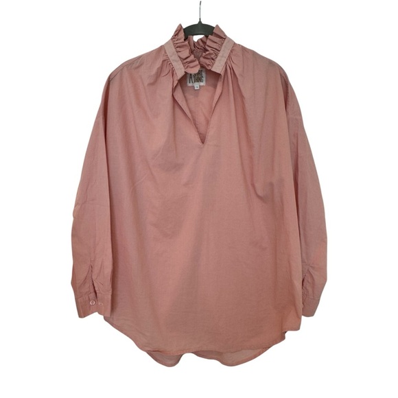 K1. A Shirt Thing Penelope Cabo Shirt in Blush Ruffle Collar Cotton - Picture 1 of 6
